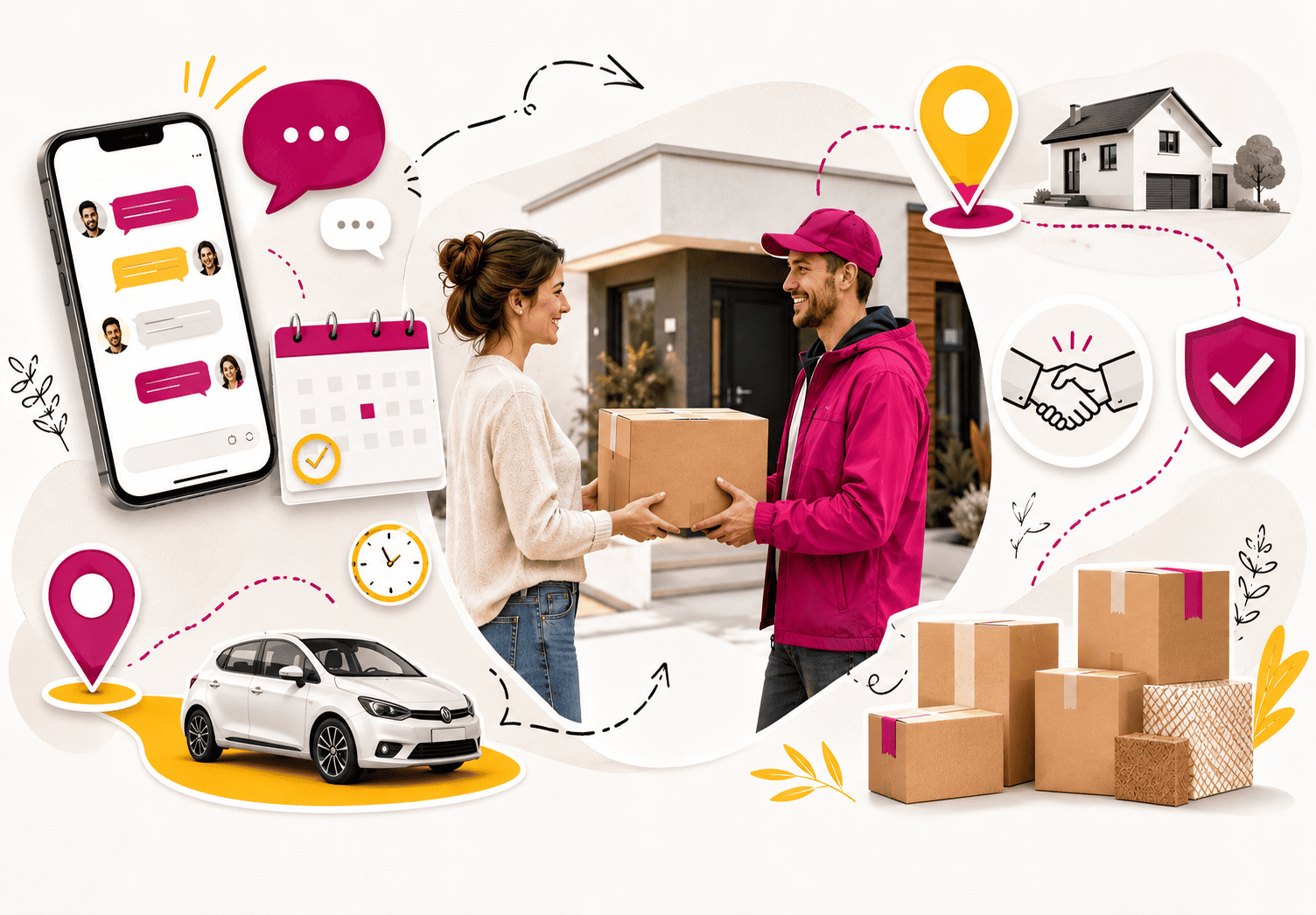 Livraison de colis entre particuliers avec remise en main propre et rendez-vous sécurisé.