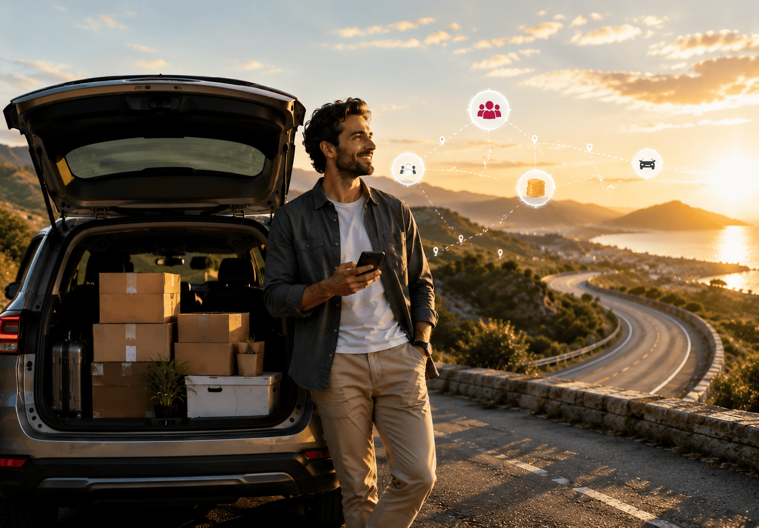 Particulier rentabilisant ses trajets grâce au cotransportage et au transport collaboratif.