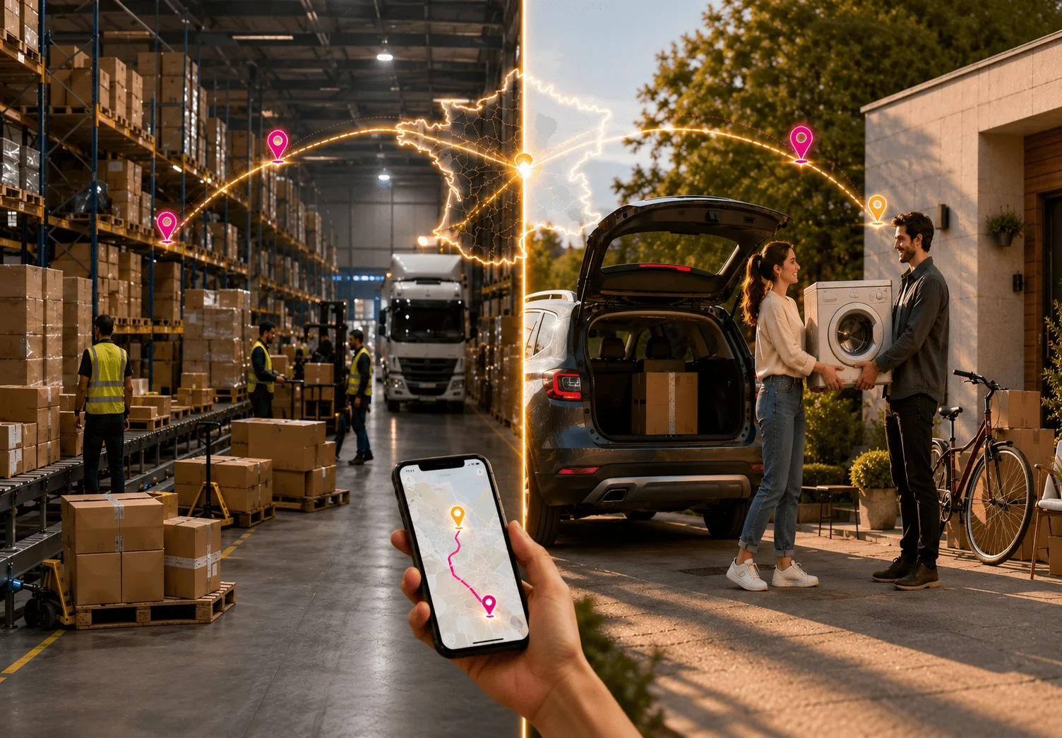 Comparaison entre transporteur traditionnel et transport de colis volumineux entre particuliers.