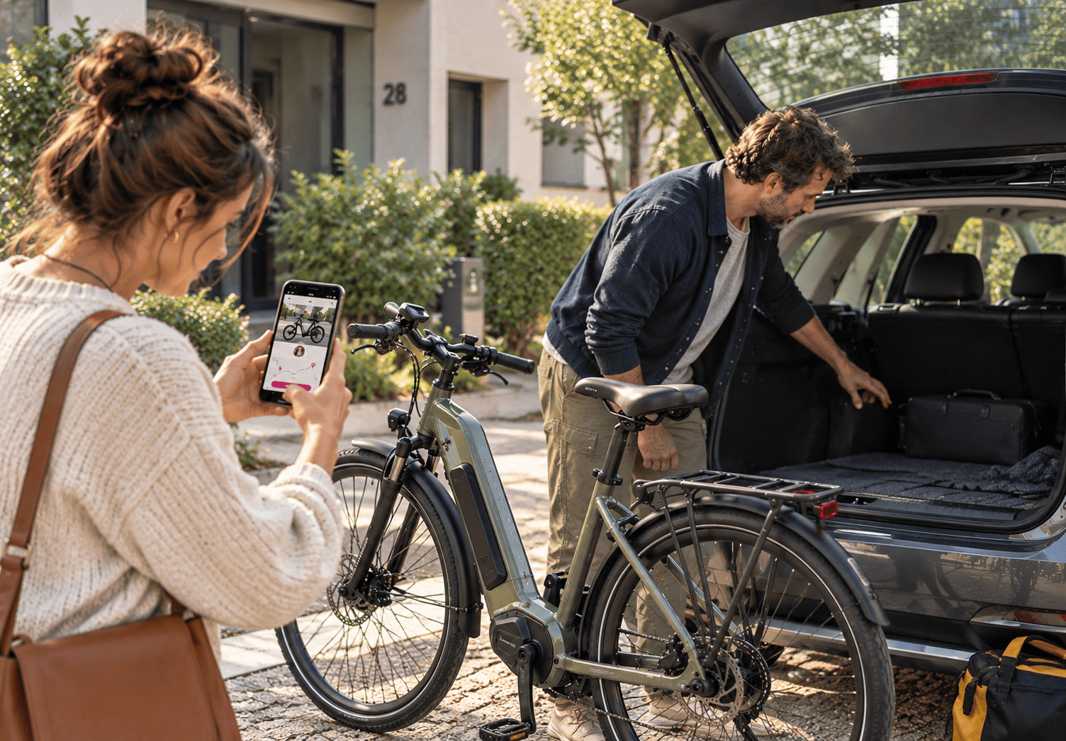 Vérification d’un vélo électrique avant son transport via une plateforme de cotransportage entre particuliers