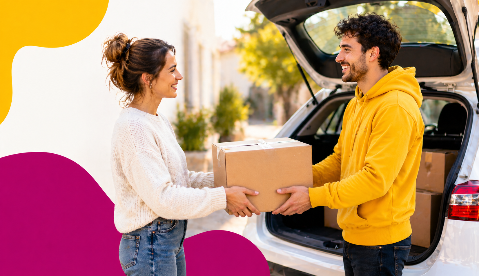 Remise de colis entre particuliers simple et économique près d’une voiture