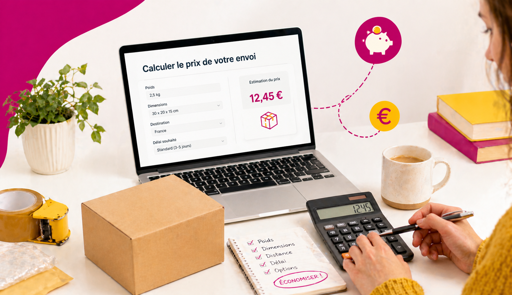 Estimation du prix d’un colis avec calcul des coûts d’envoi depuis un ordinateur