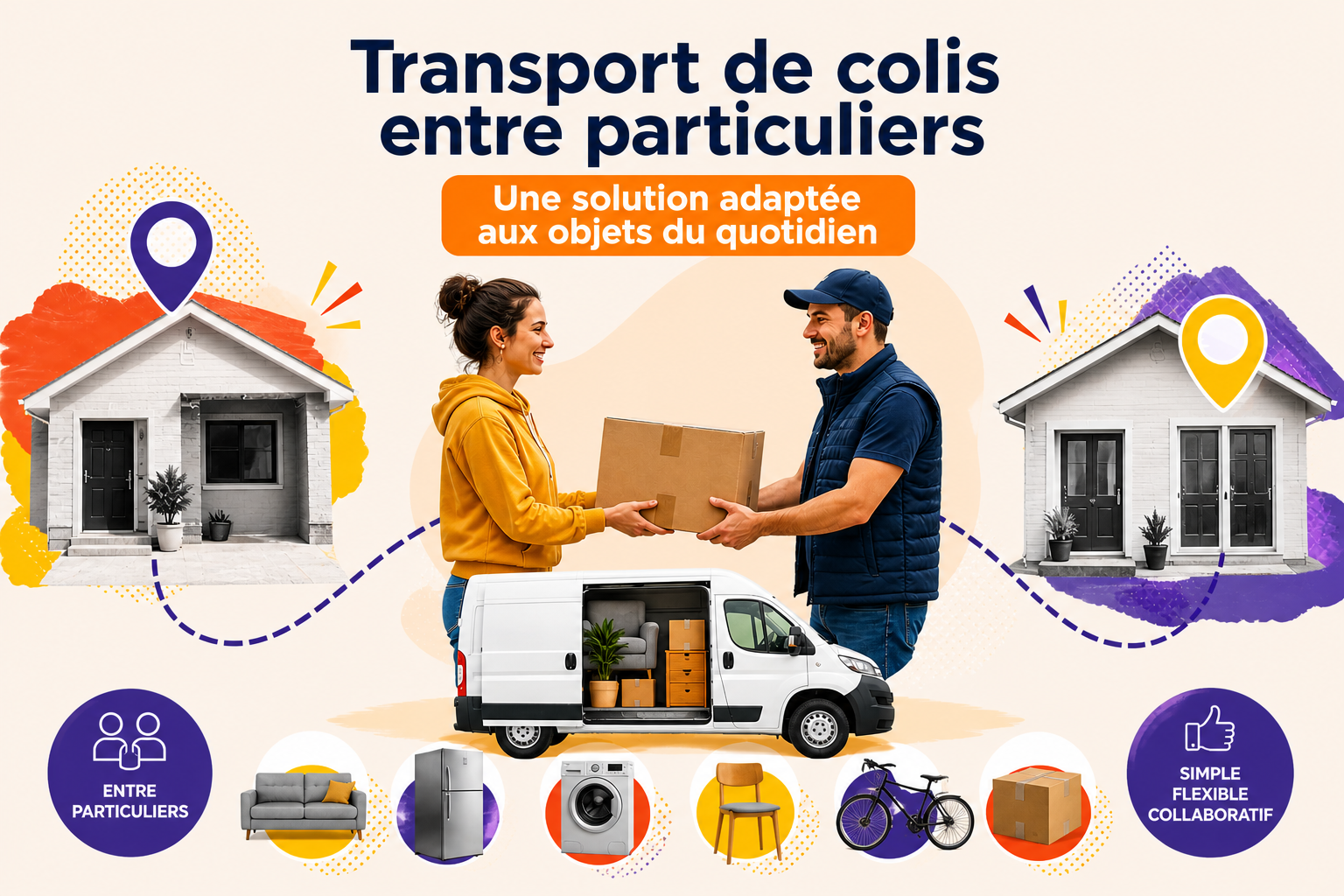 Transport de colis entre particuliers avec livraison d’objets du quotidien comme meubles et électroménager