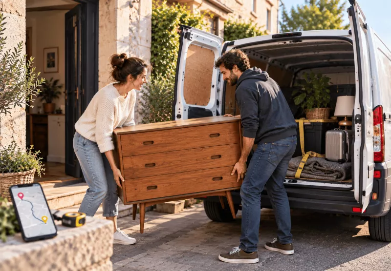 Transport d’un meuble acheté loin de chez soi avec une camionnette entre particuliers
